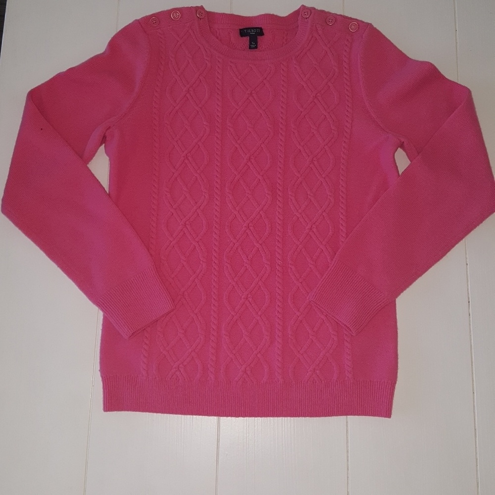 Pink came knit sweater NWOT